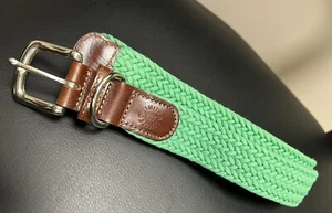 Women’s Belt THE LIMITED Vintage Braided Cotton Leather Tabs White Brass Buckle - Picture 1 of 4
