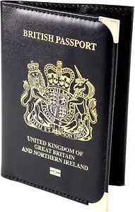 British Passport Holder UK Passport Wallet Non EU Brexit PU Leather Black - Picture 1 of 9