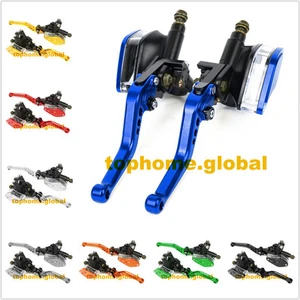 Motorcycle Dual Hydraulic Brake Clutch Master Cylinder Reservoir Lever Perch BU - Picture 1 of 13