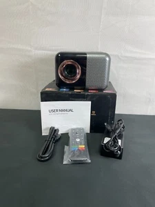 QG-PJ-X10 Silver Black Remote Control 4K UHD 120 Lumens LED Android Projector - Picture 1 of 12