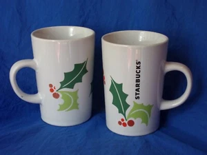 Starbucks Holiday Holly con bayas tazas de café de cerámica de 10,6 oz x2 NAVIDAD 2011 - Imagen 1 de 6