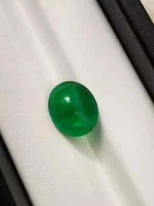Natural Zambia Emerald 6.85 CT Untreated Oval Cabochon Certified Loose Gemstone - Picture 1 of 5