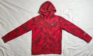 Air Jordan Kids Red Geometric Hoodie Sweatshirt Size Medium 10-12 YRS Pockets - Picture 1 of 24