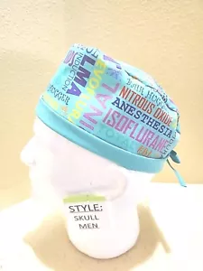 Anesthesia 1 Men's Skull/Chemo Surgical Scrub Hat/Cap Handmade - Picture 1 of 7