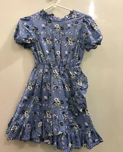 Pre Owned Janie and Jack Blue Floral Ruffle Wrap Dress Girls Sz 12 - Picture 1 of 5
