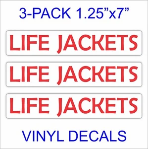 3 pcs - LIFE JACKETS Vinyl Decals Stickers Boat Graphics Lettering Numbers - Imagen 1 de 1
