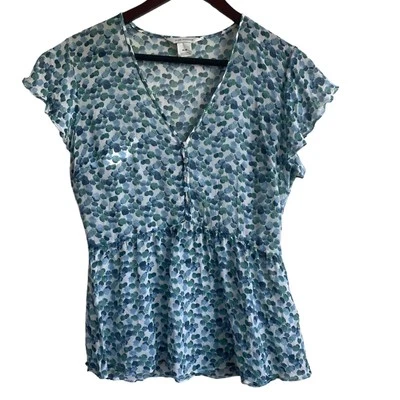 Top Club Monaco Mujer M Estampado Abstracto Manga Acampanada Cottagecore Y2K Babydoll Foto 1 de 4