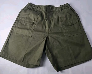 Vintage Boy Scouts Shorts 40 Green Solid 9" in Cargo Stretch Waist BSA Adult NEW - Picture 1 of 11