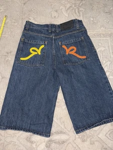 Rocawear Denim Shorts Youth Size 12 – Y2K Vintage – Embroidered Back Pockets - Picture 1 of 11