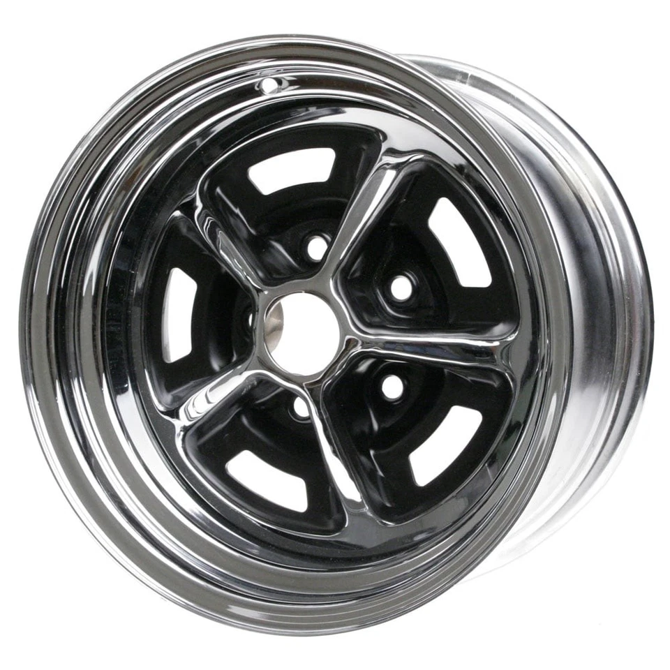 Chrome/ Black Inserts 14"X7" Magnum 500 Single Wheel Mustang 65-73 - Image 1 of 2