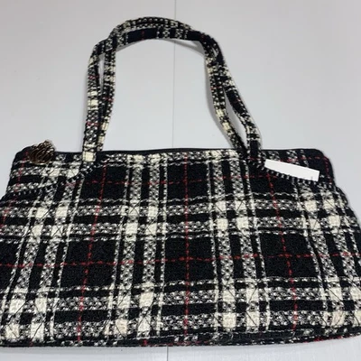 Vera Bradley Limited Edition Black Plaid Tweed East West Shoulder Bag/ Purse - Изображение 1 из 4