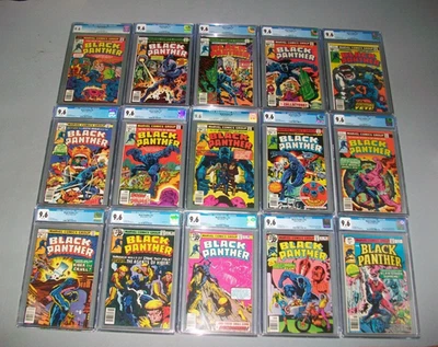 COMPLETE 1977-79 BLACK PANTHER SET 1-15 - ALL CGC 9.6  *WHITE PAGES* JACK KIRBY - Image 1 of 4