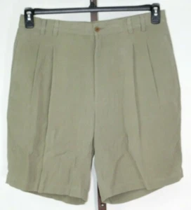 Bungalow Brand Mens Beige Pleated Front Silk Bermuda Shorts Size 34 - Picture 1 of 3