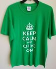 Keep Calm and Chive On KCCO Mens Green T Shirt Size Large--NEW w/o Tags--LOW$$
