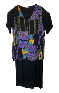 NOS Kloz Lyne Plus Womens Short Sleeve Multi Printed Layered Midi Dress Size 2X - Picture 1 of 20