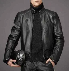 Chaqueta de cuero para hombre 100 % piel de cordero suave real abrigo clásico para hombre - Imagen 1 de 3
