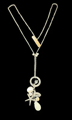 Pingente corrente prata esterlina 925 estrela do mar pérola cristal “sonho” 27 polegadas - Imagem 1 de 4