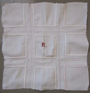 C 1930 - 1950 OLD DUTCH MENDING NEEDLEWORK SAMPLER SIGNED 'R' - Picture 1 of 3