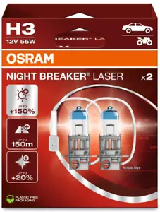 H3 12V 55W PK22s NIGHT BREAKER® LASER +150% More Brightness 2pcs OSRAM - Picture 1 of 1