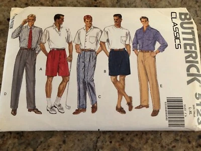 🌷BUTTERICK #5123-PANTALÓN PLISADO DELANTERO PARA HOMBRE Y PANTALONES CORTOS HASTA LA RODILLA PATRÓN LG-XL FF Foto 1 de 2