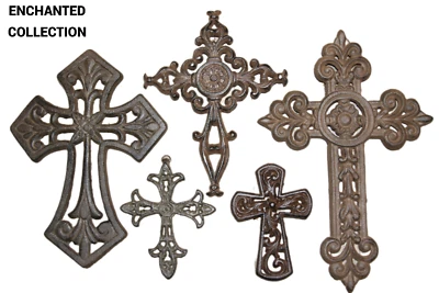 5pc  Cross Collection - Wall  Mounted Rustic Cast Iron Decorative Home Decor - Image 1 of 4