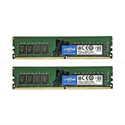 New Crucial 32GB (2X16GB) DDR4 2400MHz PC4-19200 UDIMM Memory Ram CT16G4DFD824A - Image 1 of 4
