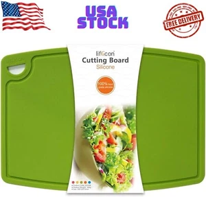 Extra Large Thick Silicone Cutting Board 14.6'' x 1.5"L x 10.4"W, L-Green - Picture 1 of 4