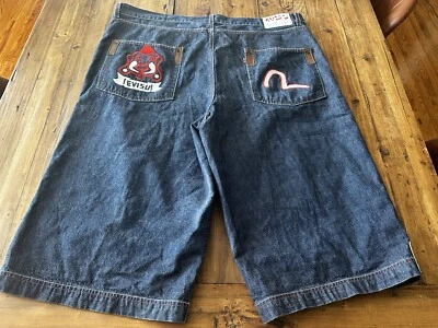 Evisu Genes Jean Denim Shorts Men’s Size 42 Vintage Y2K Jorts Grunge Baggy Skate - Image 1 of 4