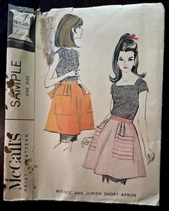 Vintage McCalls Schnittmuster Muster Misses Junior kurze Schürze UNCUT 1966 - Bild 1 von 5