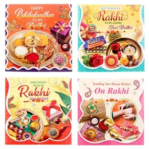 Rakhi Card Raksha Bandhan Greeting Card with Rakhi Thread Dora Dori Wrist Band - Picture 1 of 25