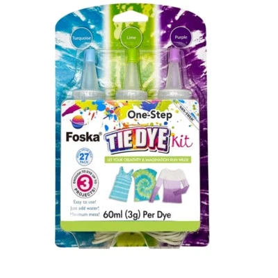 Pack of 3 Colours Tie Dye Kit -Turquoise, Lime. Purple - Image 1 of 4