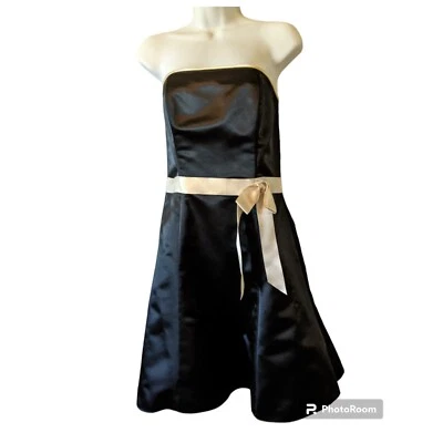 Gunne Sax Jessica McClintock 70s Strapless Black Prom Dress W/Tulle Sz.5/6 Vtg - Image 1 of 4