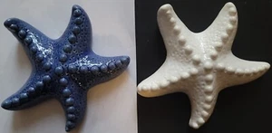 Seaside Beach Ocean Ceramic Starfish Decor 5”x5”x1”, S24, Select: Blue or White - Picture 1 of 3