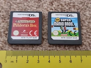 LOT 2 NINTENDO DS 3DS GAME CART New Super Mario Bros Profesor Layton Pandora Box - Picture 1 of 2