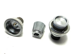 Car Radio Dash Concentric Split Shaft Knob Set ChromedPlastic Stacked Ford Chevy - Picture 1 of 2