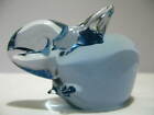 VINTAGE RETRO 1960s Hand-crafted Blown Glass Blue Rabbit Paperweight Figurine