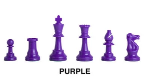 Triple - Weighted Regulation Colored Plastic Chess Pieces - Purple - Picture 1 of 2
