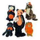 Boyds Bears Plush Lot Of 5 Halloween Autumn Bears Cats Kitty Pumpkin Dog Panda