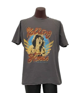 The Rolling Stones Mens TShirt Medium Gray Cotton Crew Neck American Tour 72 - Picture 1 of 6