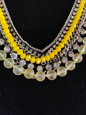 Ann Taylor Colar Loft Multi-Strand Babador Contas Amarelas Vidro Strass 20"" - Imagem 1 de 4