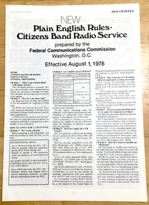 FCC Plain English Rules Part 95 Citizens Radio Service Aug 1978 Paper Booklet - Zdjęcie 1 z 2