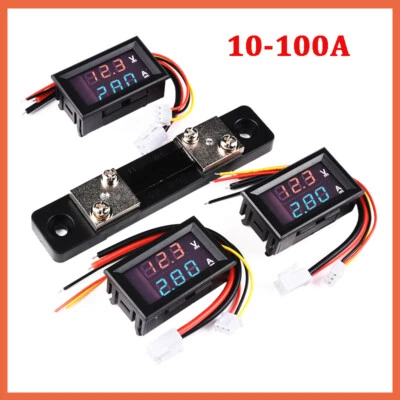 DC100V 10A-100A Voltmeter Amperemeter LED Doppelt Digital Volt Amp Meter + Shunt - Bild 1 von 4