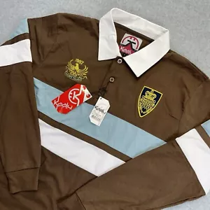 Camisa Polo Kaalu Euro Rugby Para Hombre Grande L Nueva Con Etiquetas Marrón Azul Blanco Rayas - Imagen 1 de 10