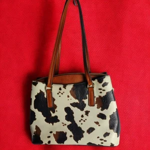 Cow Print Women's Leather Purse Pebbled Shoulder Bag Large Country Fashion - Picture 1 of 21