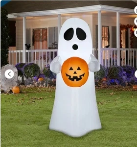 4' LED FANTASMA ESPELUZNANTE SOSTENIENDO UNA LINTERNA HALLOWEEN INFLABLE - NUEVO - Imagen 1 de 3