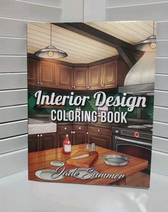 Interior Design Adult Coloring Book Jade Summer New Home Room Decor Ideas - Imagen 1 de 2