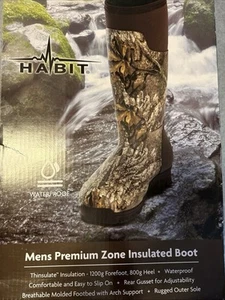 Habit Men's Premium Zone Insulated Waterproof Slip on Boots Size 10 Camo - Picture 1 of 3