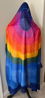 India Boutique Arco Iris Colorido Bufanda Chal Envoltura XL 72 X 45 Foto 1 de 4