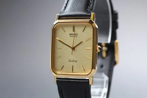 [Quasi Come Nuovo] Seiko Dolce 7731-5240 Orologio Uomo Quarzo Quadrante Oro 24mm dal GIAPPONE - Foto 1 di 10