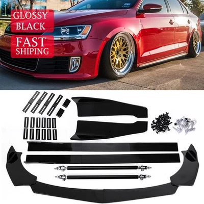 Parachoques delantero alerón labial faldón lateral negro brillante para BMW 320i 328i 330i F30 Foto 1 de 4